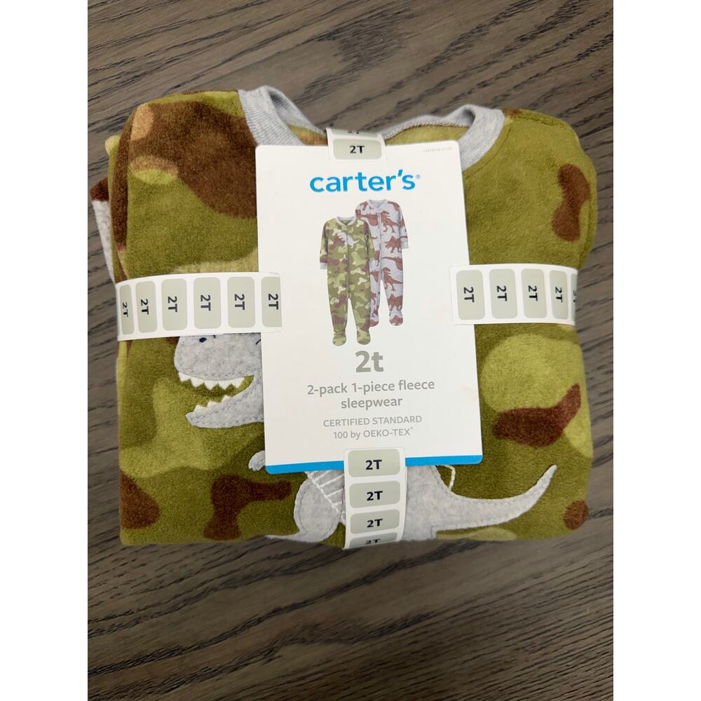 Carter’s 2-Pack Fleece Footed Sleepers Dinosaur 2T NWT